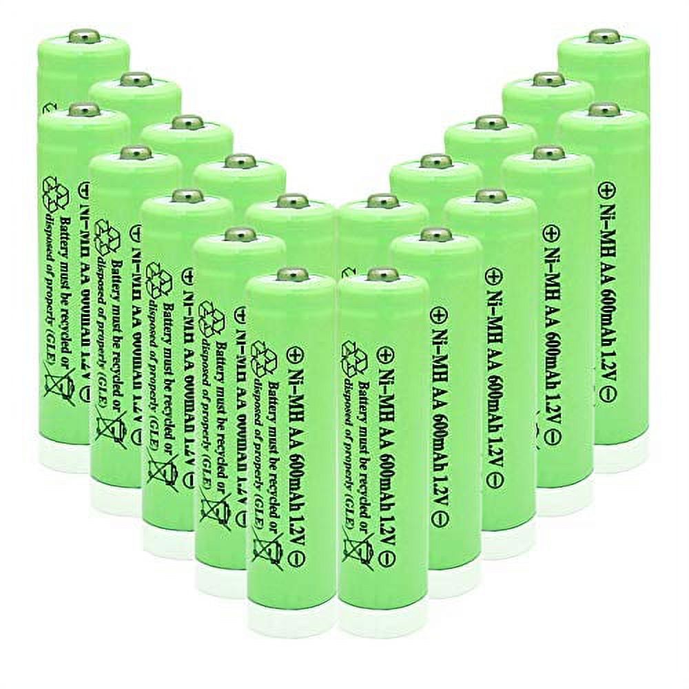 OXWINOU AA Ni-MH 600mAh 1.2V Rechargeable Battery for Outdoor Solar Lights,Garden Lights, Remotes, Mice (Green 20 PCS)