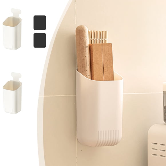 Caja Magnética para Nevera | Organizador de Artículos de Papelería con Palillos Chinos | Plástico Blanco 21X9X8 Cm | Contenedor para Pared | 120 G | Yyd250604004A