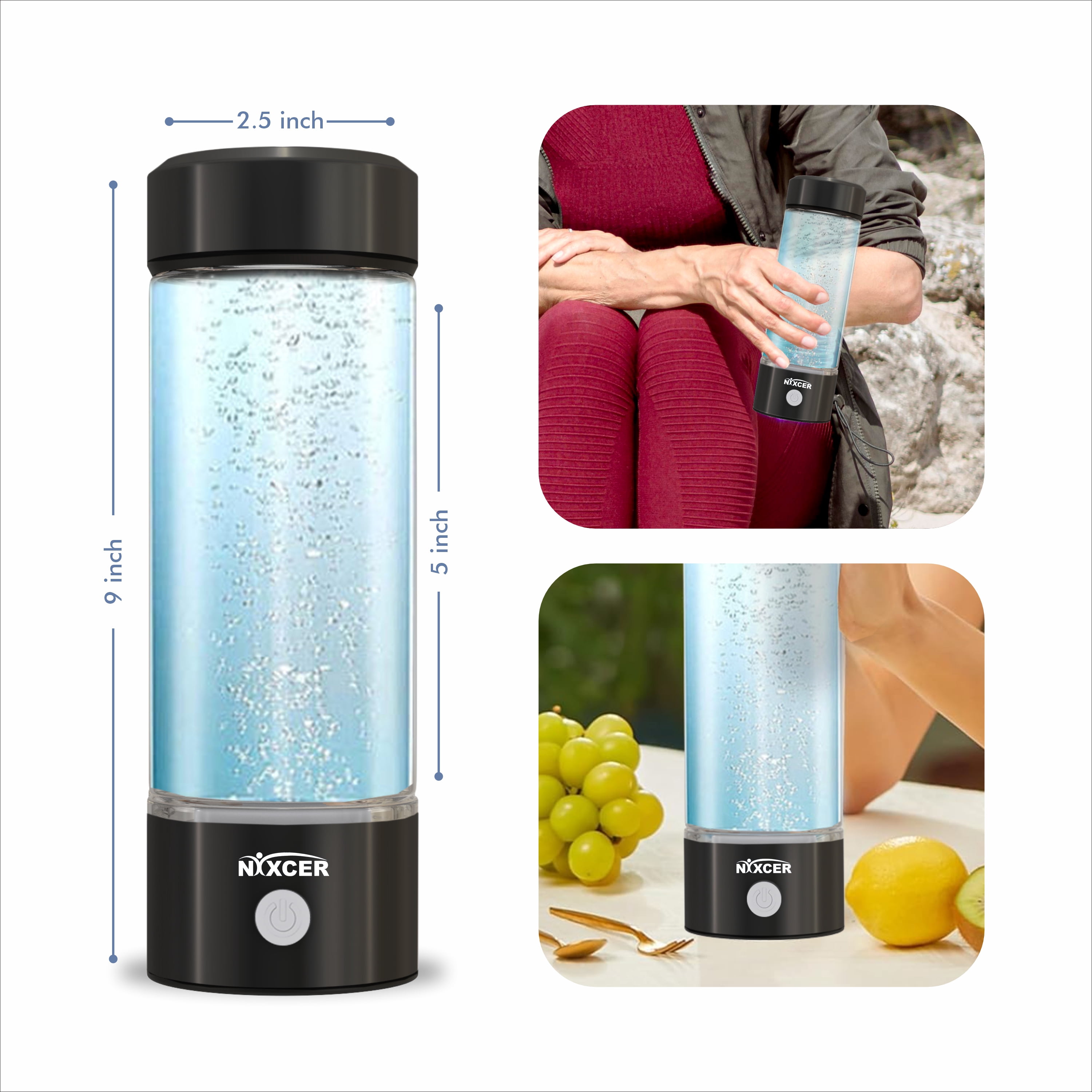 Hydrogen Water Bottle Generator - 3 Min SPE PEM Tech, 2025 Model, 420ML Portable Hydro Water Bottle Machine for Travel, Wellness & Recovery, Ideal for Kids, Men & Women - Black