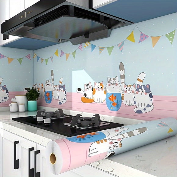 1pc Self-Adhesive Kitchen Wallpaper - Oil & Heat Resistant, Waterproof Imitation Tile Sticker, 23.62in x 118in to 787in