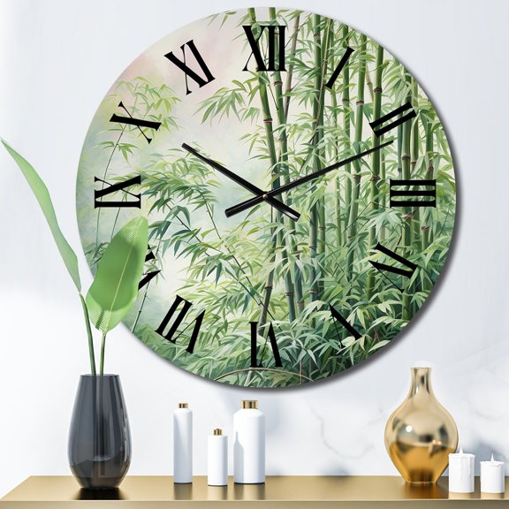Designart "Bamboo love Dream III" Floral Oversized Wall Clock