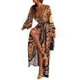 thumbnail image 1 of CAROOTU Femme Boho V-Cou Imprimé Robe Longue Maxi Robe pour l'Été, 1 of 6