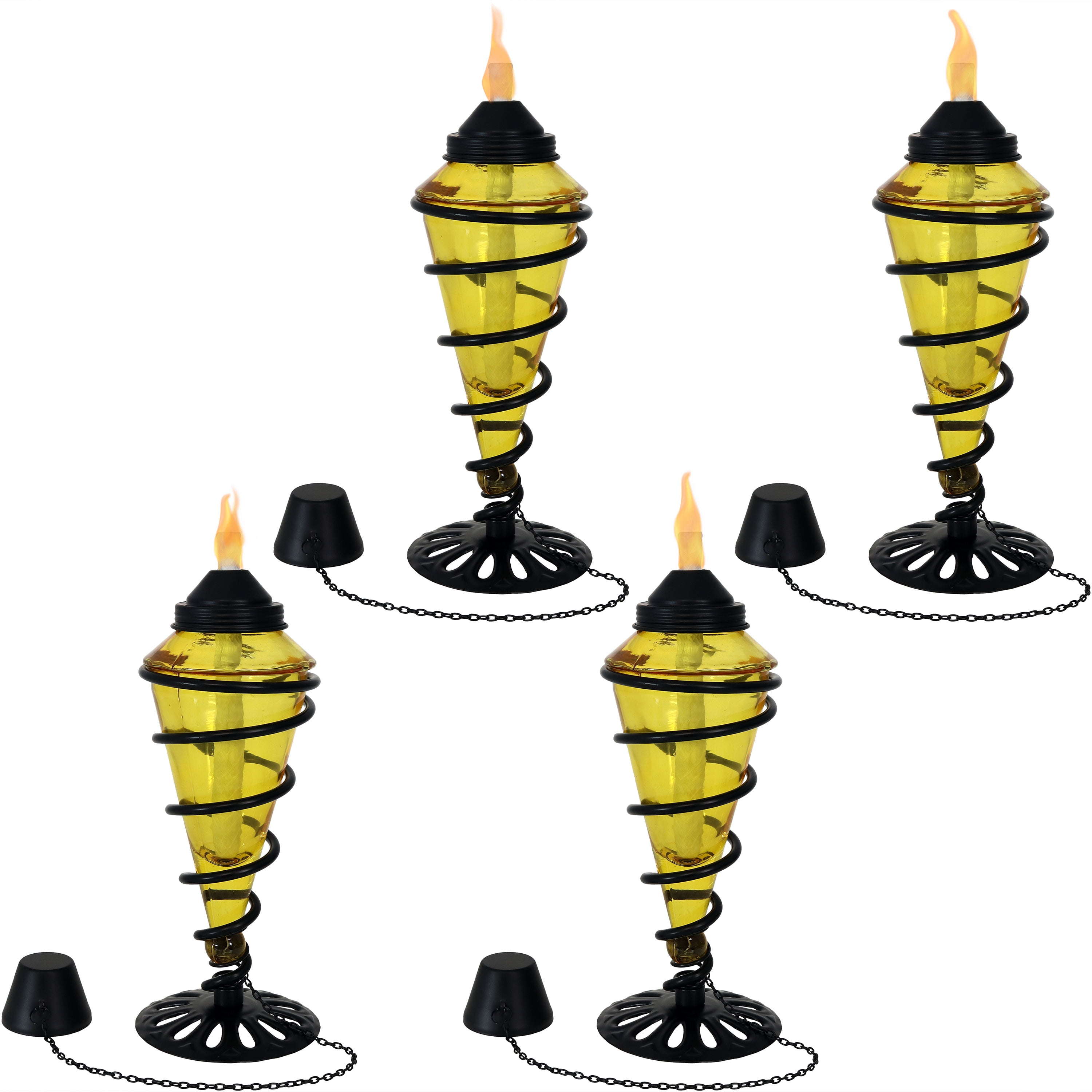 Sunnydaze Swirling Metal with Glass Tabletop Torches, Outdoor Patio and