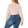 thumbnail image 3 of Agnes Orinda Women's Plus Size Jean Button Outfits Fashion Cropped Denim Jackets 4X Pink, 3 of 8