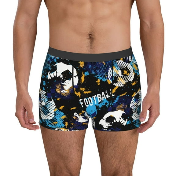Hirioo Football for Men's Boxer Briefs Men Cotton Underwear Boxer Briefs Panties-Small
