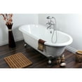 thumbnail image 4 of Aqua Eden 66" Cast Iron Clawfoot Tub Double Ended with 7-Inch Faucet Drillings and Feet, White/Brushed Nickel, 4 of 5