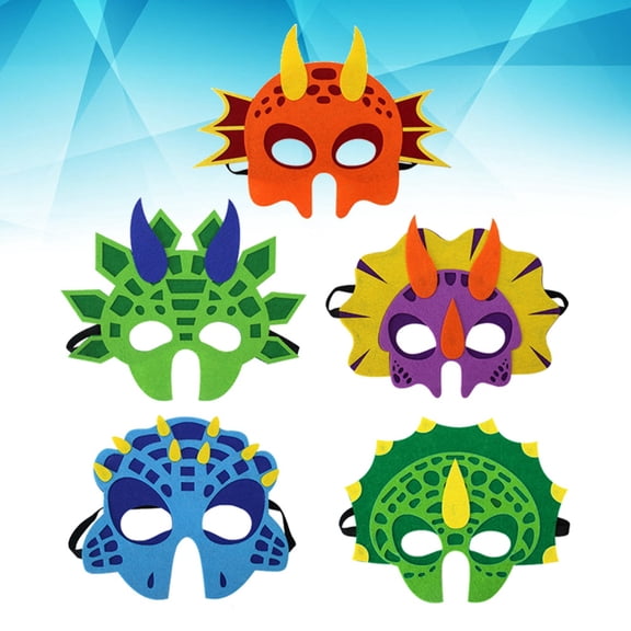 OULII Assorted Color Dinosaur Masks Made of Felt for Kids Playing and Cosplay Toys 5 Pieces