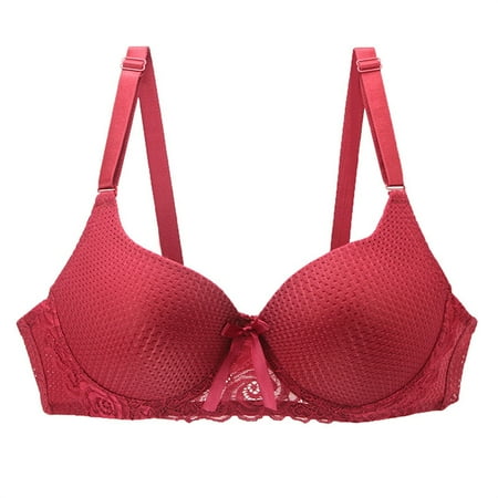 Pavied Push Up Bra Plus Size Bra High Support Bras For Women Adjustable Strap Full Coverage Up Bras Comfortable No Underwire Wireless Bras Balconette Bras Minimizer Bra Wine 40E