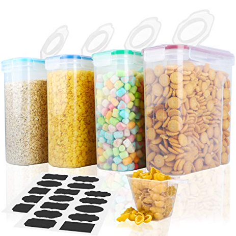 Tayyakoushi Cereal Container,Food Storage Containers,Airtight Flour Containers Keeper (16.9 Cup 135.2oz) Set of 4