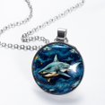 thumbnail image 2 of Starry Shark Glass Design Circular Pendant Necklace - Stylish Women's Fashion Jewelry by XYZ Brand, 2 of 5