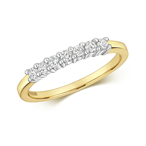 9k Gold Women Half Eternity Diamond Ring Brilliant Cut 0.25 Carat H - PK1