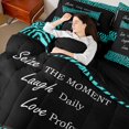 thumbnail image 4 of jejeloiu Inspirational Quote Theme 7-Piece Twin Bedding Sets,Wild Zebra Stripes Bedding Comforter Set,Cyan Black Sheet Sets For Girls Boys,Microfiber Bedroom Decor Reversible, 4 of 8