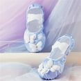 thumbnail image 2 of Xfvqtps Ballet Shoes for Girls Soft Sole Non Slip Cross Elastic Straps Rhinestone Butterfly Decor Satin Dance Shoes for Gymnastics Performance Blue, 2 of 6