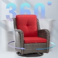 thumbnail image 4 of MeetLeisure 1 Pieces Outdoor Patio Furniture Wicker Swivel Chair with Cushions for Backyard, Red, 4 of 7