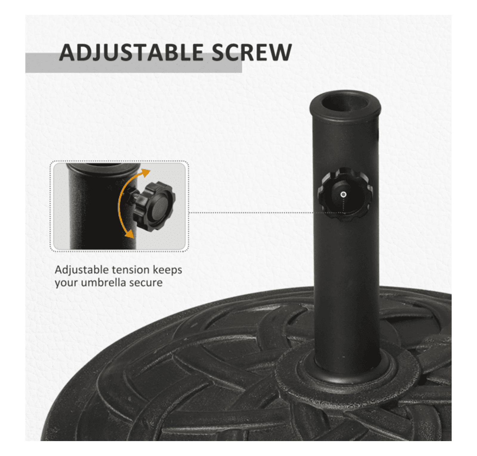 Outdoor Umbrella Base - 21.5" Resin Patio Umbrella Stand - Fits 1.5" & 1.89" Poles - Bronze/Black - Heavy Duty 44 lbs - Hand Turn Knob
