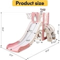 thumbnail image 6 of 6 in 1 Toddler Playset with Slide, Kids Slide with Basketball Hoop, Ball, Ring Toss, Indoor Outdoor Toys Pink, 6 of 6