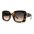 thumbnail image 4 of Womens Mod Chic Designer Fashion Thick Plastic Rectangle Butterfly Sunglasses Tortoise - Brown, 4 of 8