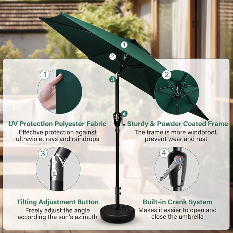 7 ft patio umbrella green 7.5 grillncomfort Its time to put the finishing touch on your patio 7 ft. Steel Tilt Patio