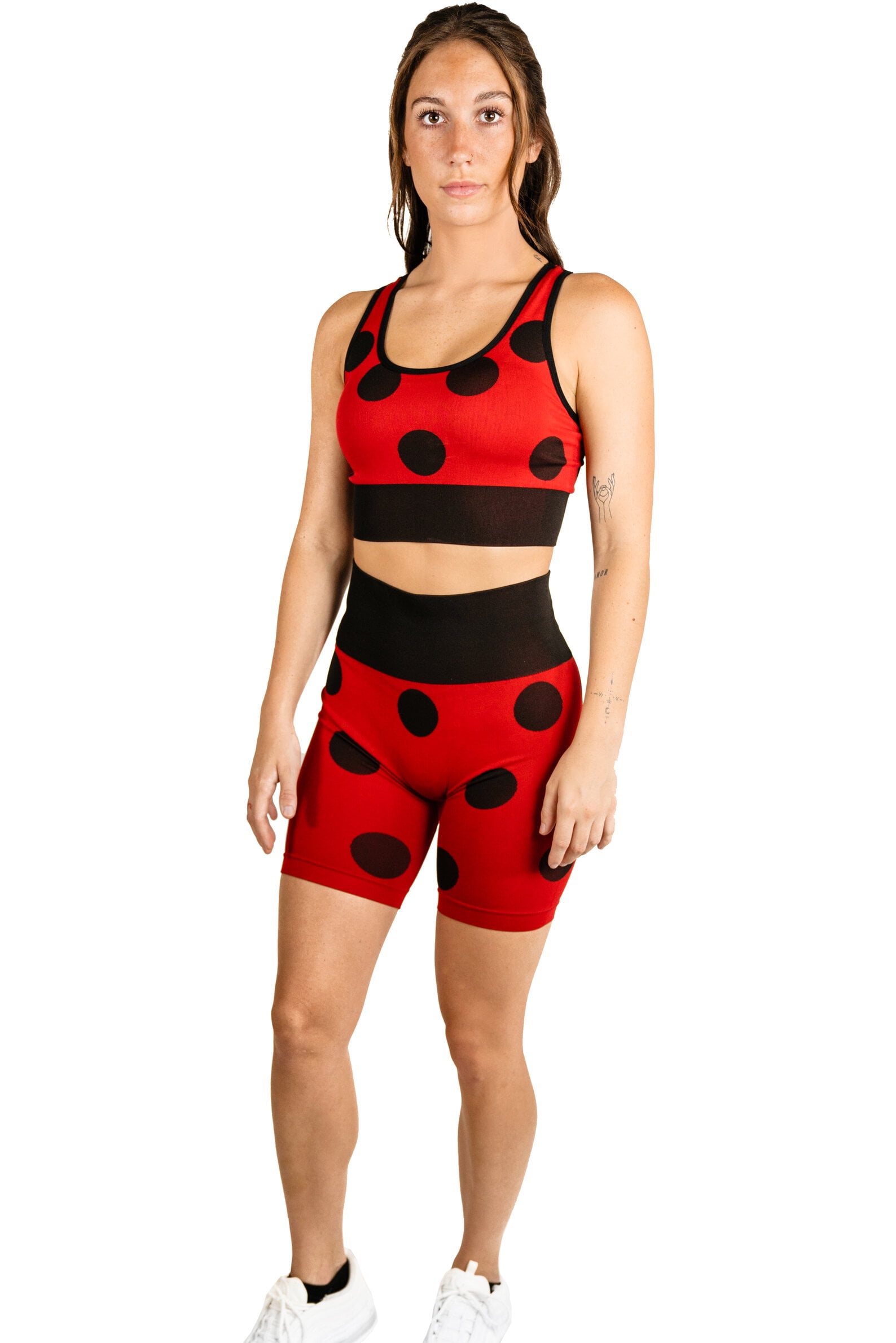 Miraculous Womens & Bike Shorts Red/Black (Sports Bra Short Set