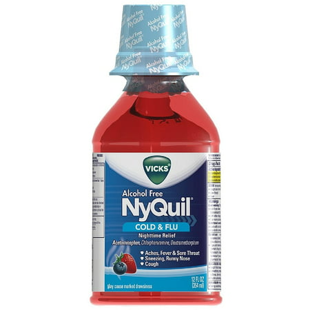 Vicks Nyquil Rhume et grippe secours liquide Nighttime, sans alcool, Berry Flavor (12 oz Lot de 6)