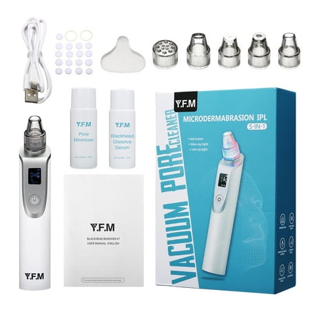Y.F.M Blackhead Remover, Pore Cleanser Vacuum Blackhead Removal Suction Machine, Pore Cleaner Device for Facial Skin Treatment with 5 Probes with LED (Best Blackhead Removal Product In Stores)