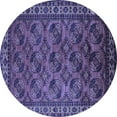 thumbnail image 1 of Ahgly Company Machine Washable Indoor Round Oriental Blue Industrial Area Rugs, 4' Round, 1 of 4