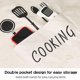 thumbnail image 3 of 2 piezas negro beige cocina delantal hombre mujer con 2 bolsillos, delantal impermeable chef delantales cocina delantales para barbacoa jardinería restaurante, 3 of 5