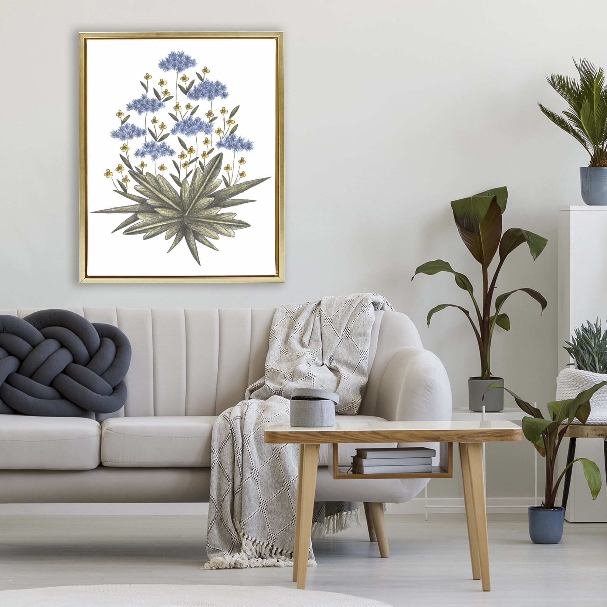 Where Wild Flowers Bloom Gold Framed Floater Canvas Wall Art, design by Cecilia Battaini
