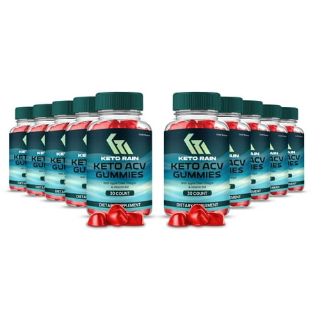 (10 Pack) Keto Rain ACV Gummies, Keto Rain Keto + ACV Gummies, Max Strength Supplement for Men and Women