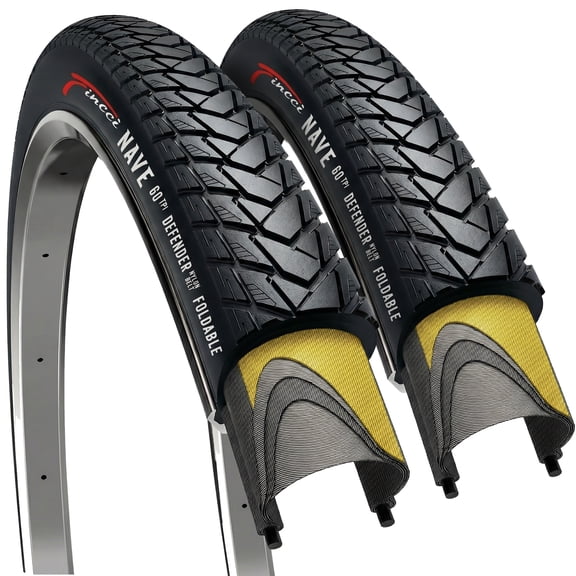 Fincci 700x35c Bike Tires (37-622) Foldable Anti-Puncture for Hybrid, Gravel, and City Bikes, 2-Pack