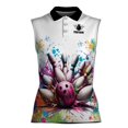thumbnail image 2 of Personalized Colorful Spatter Bowling Strike Bowling Women Sleeveless Polo XS-4XL, 2 of 5