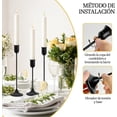thumbnail image 3 of Juego de 3 Candeleros para Velas, Portavelas Decorativo de Metal Negro para Cónicas, para Decoración del Hogar, Bodas, Cenas, Fiestas y Cocina (3, Negro), 3 of 8