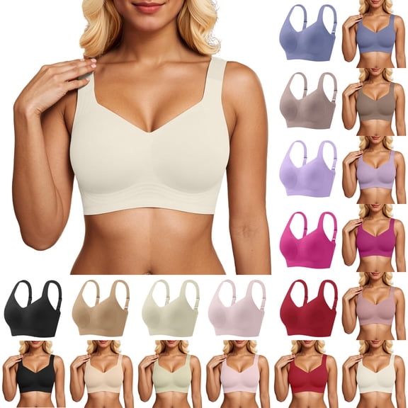 larppty Bras for Women Push Up Bra Womens No Underwire Women's Wireless Seamless Sports Bras with Support Lift(Pink, XL)