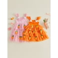 thumbnail image 4 of Miaouyo Toddler Girls Easter Tutu Dress Adorable Flying Sleeve Square Neck 3D Carrot Bunny Decorated Tulle Princess Dress, 4 of 8