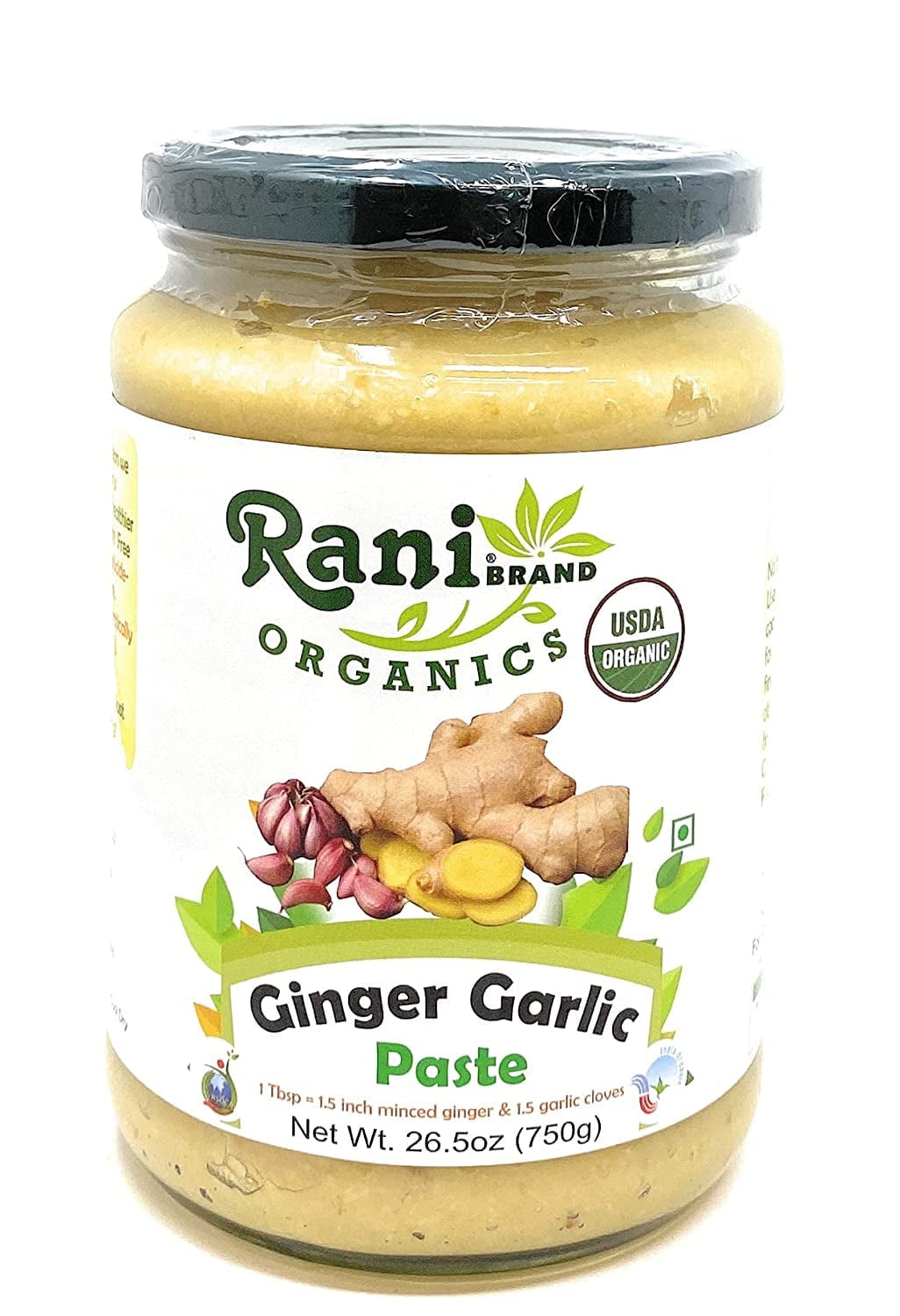 Rani Organic GingerGarlic Cooking Paste 26.5oz (750g) Vegan Glass