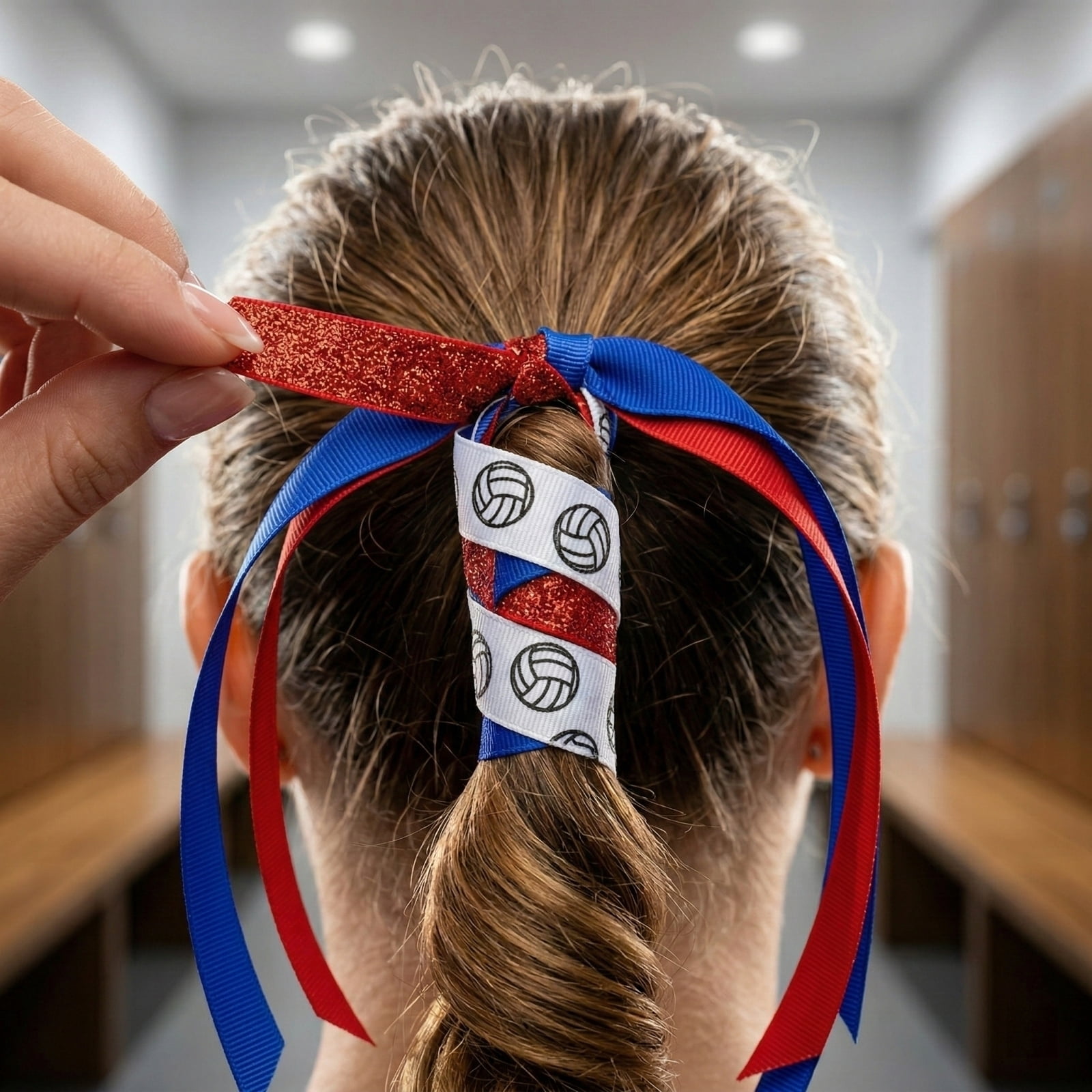 Cheerleading Hair Streamers Sports Ribbon Scrunchies Durable Competition Ponytail Holder for Game Day Performance and Athletic Spirit Events