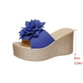 thumbnail image 4 of Sandals For Women 2025 Comfortable Espadrille Wedge Thick Heel Open Toe Slip-on Slides Slippers Comfortable Walking Beach Sandals for Women Dressy Summer 8.5, 4 of 5