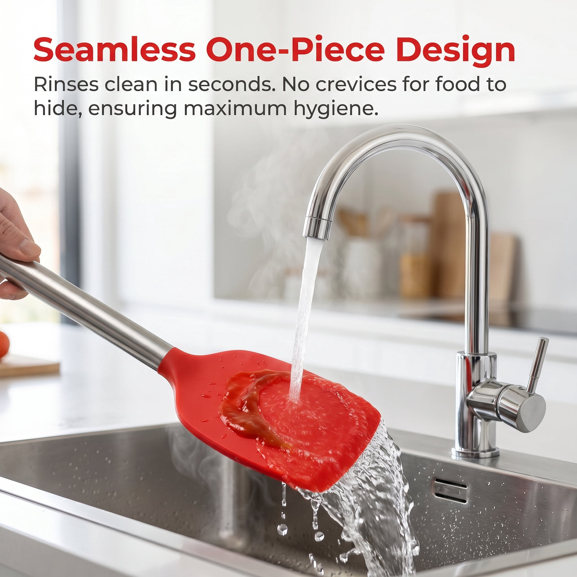 Unique Bargains Silicone Spatula Set, Kitchen Utensils with Rubber Tips Red 13.4x3 in