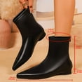 thumbnail image 4 of Dasayo Dress Women Booties Black Ankle Wide Calf Flat Pointed Toe Faux Leather Boots Shoes Women 36, 4 of 9