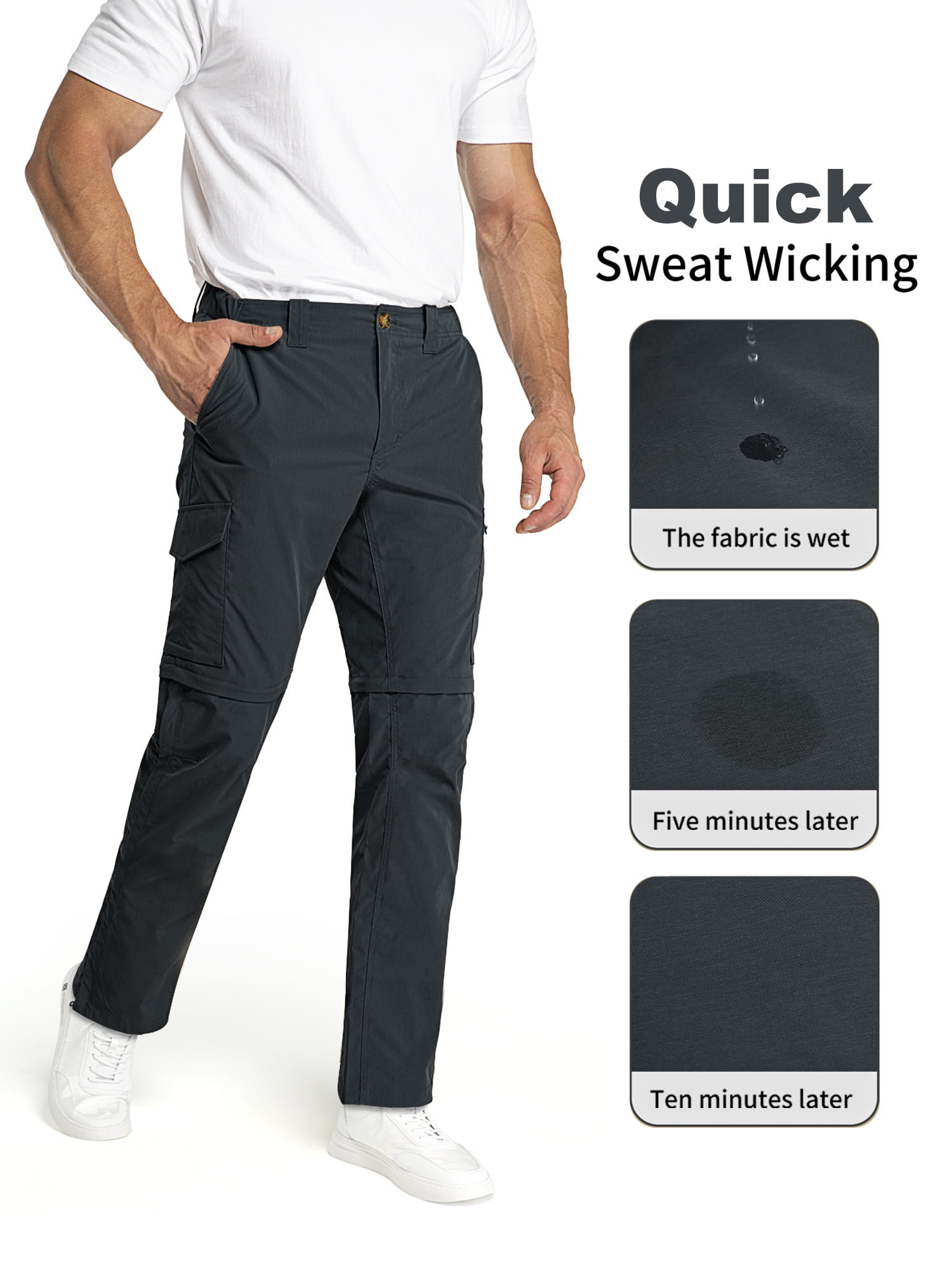 33,000ft Men's Convertible Hiking Pants, Quick Dry Stretch Zip-Off