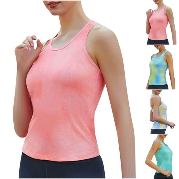 Fancifize Womens Sleeveless Yoga Tops Sleeveless Workout Running Cool T-Shirt Quick Dry Racerback Crew Neck Tank Tops Athletic Gym Shirts