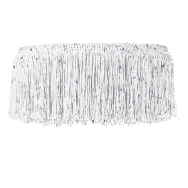 Uxcell Franges à Sequins avec Franges pour Couture, Franges pour Robe Latine, Danse de Scène, Blanc, 2 Yards x 4 Po