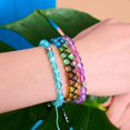thumbnail image 2 of Aquamarine | Silver | Mermaid Glass Macrame Bead Bracelet, 2 of 6