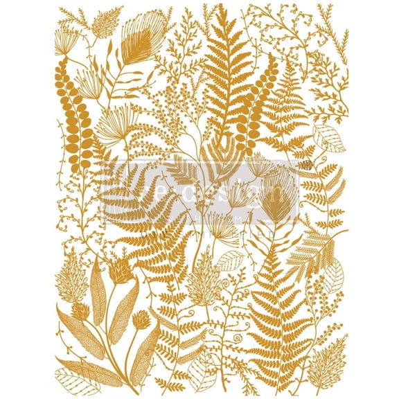 Prima Re-Design Kacha Decor Transfers-Foliage Finesse, Gold Foil