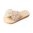 thumbnail image 3 of BRICH Flip Flops for Women Flower Dressy Wedges Platform Flat Sandals Open Toe Summer Beach Slides Comfortable Outdoor Boho Shoes Beige 6.5, 3 of 8