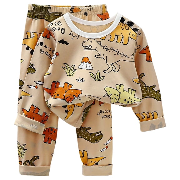 Wenfanal 2 Piece Pajamas Sleepwear Pjs,Newborn Baby Boy Girl Clothes Outfits,Underwear Sets Boys Home Wear Baby Warm Girls Fall Clothes Fall Pants Clothing Boys Fashion Size 12-18 Months,Coffee