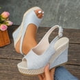 thumbnail image 5 of Pandaie Womens Espadrille Dressy Wedge Sandals Open Toe Platform Slingback Slip on Sandal Comfortable High Heels Pumps Shoes 3.91 Inch Silver 7.5, 5 of 7