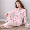 thumbnail image 1 of Pyjamas à Manches Longues pour Femmes Printemps et Automne Pyjamas cardigan à Revers polyester Coton Grande Taille Mode Décontractée Vêtements de Maison, 1 of 6