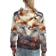 thumbnail image 7 of Fotbe Romantic Flower Fox Pattern Womens Long Sleeve Hoodie, Pullover Hooded Sweatshirt, Kangaroo Pocket Hoodie with Eye-catching Drawstrings-Small, 7 of 7