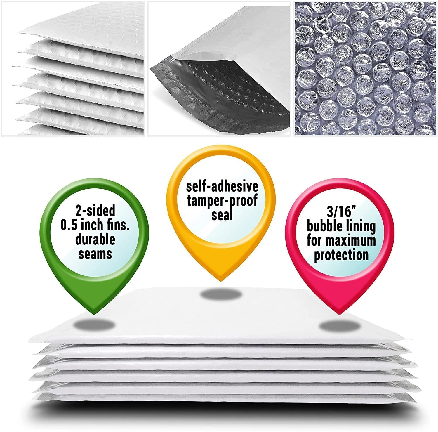 Poly Bubble Mailers Padded 12.5 x 18; White Padded Envelopes Waterproof 50 Pack; Peel and Seal Bubble Envelopes; Self Seal Padded Mailers for Shipping; Packing; and Mailing